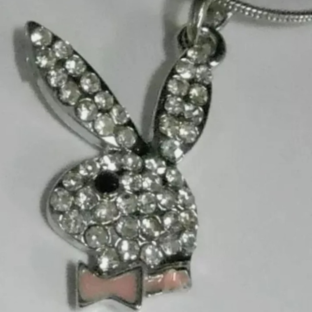 Elegant Silver and RED Crystal Bunny Pendant Necklace my PLAY BOY STYLE NEW - Picture 11 of 12